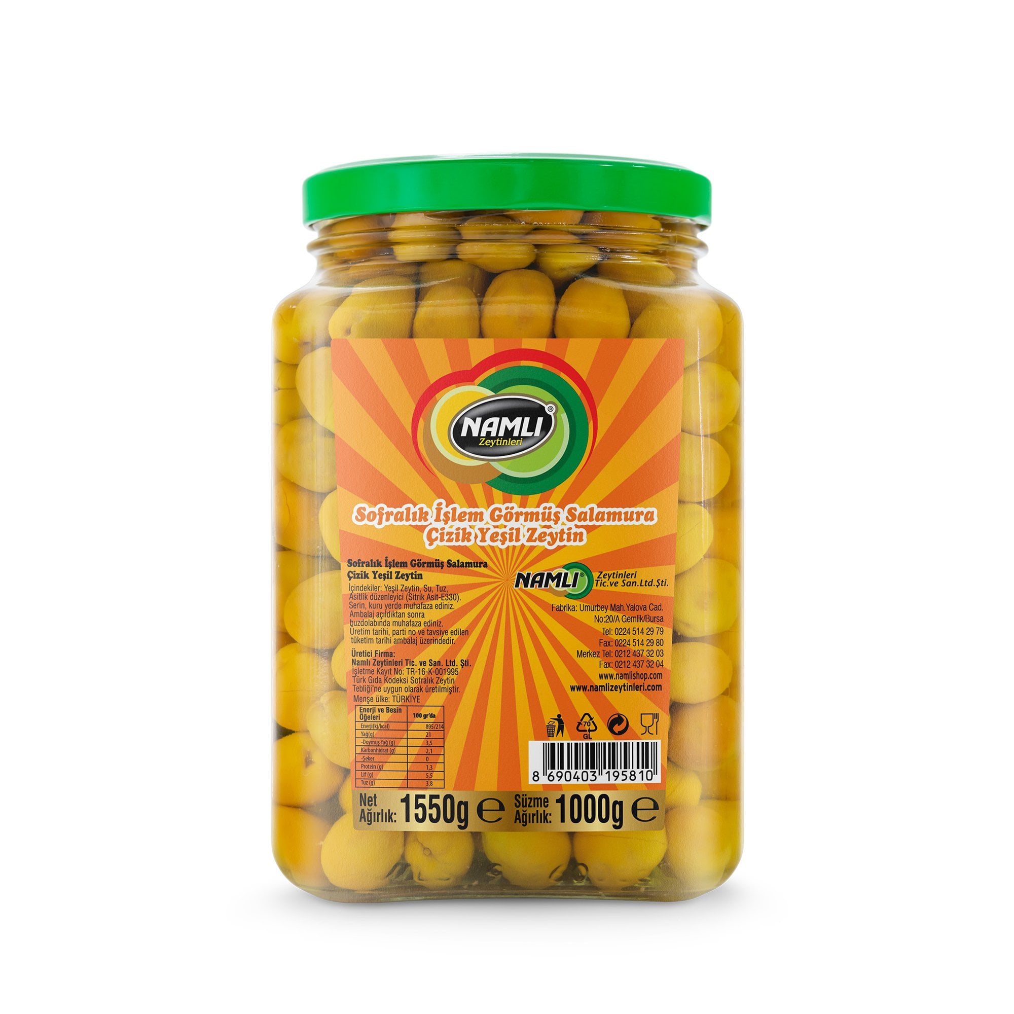 Edremit Çizik Yeşil Zeytin - 1 Kg